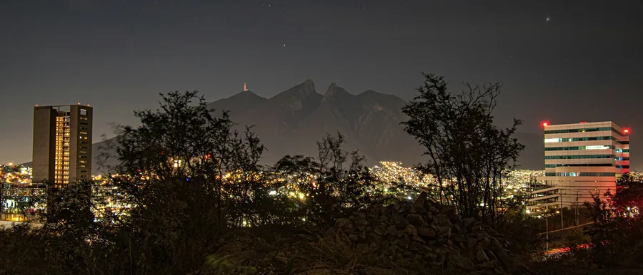 Monterrey skyline with Cerro de la Silla mountain
